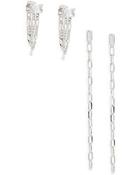 Adriana Orsini - 2-piece Rhodium-plated & Cubic Zirconia Empire Swag Linear Earring Set - Lyst