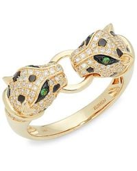 Effy - 14K, Tsavorite Eyes & Diamond Panther Ring - Lyst