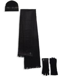 Calvin Klein 3-piece Embellished Beanie, Scarf & Gloves Set - Black