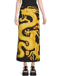 Valentino - Dragon Print Virgin Wool & Silk Maxi Skirt - Lyst