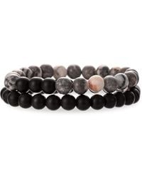 Eye Candy LA - Ryan 2-piece Agate & Black Agate Stretch Beaded Bracelet Set - Lyst