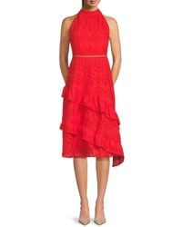 Sam Edelman - Eyelet High-Neck Midi-Dress - Lyst