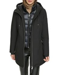 DKNY - Longline Hooded Puffer Jacket - Lyst