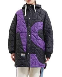 Alpha Style - Joy Quilted Puffer Hooded Longline Jacket - Lyst