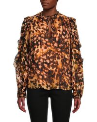 Marie Oliver - Haley Abstract Silk Blend Top - Lyst