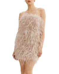 Lamarque - Feather Bandeau Bodycon Mini Dress - Lyst