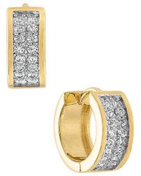 Esquire - Two Tone Sterling & Cubic Zirconia Huggie Earrings - Lyst