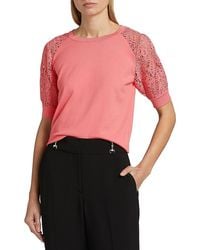 Tahari - Felicity Crochet-Sleeve Sweater - Lyst