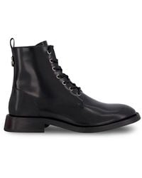 Karl Lagerfeld - Label Leather Combat Boots - Lyst
