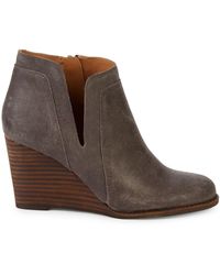lucky brand bashina nubuck leather block heel booties