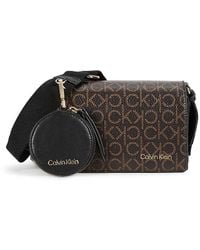 Calvin Klein - Millie Monogram Faux Leather Crossbody Bag - Lyst