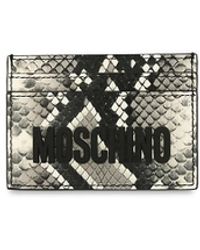 Moschino - Snakeskin Print Logo Leather Card Case - Lyst