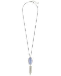 Kendra Scott Rayne Rhodium-plated Tassel & Lace Agate Pendant Necklace - Metallic