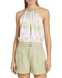 ATM - Silk Charmeuse Stripe Halter Top - Lyst