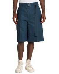 Jil Sander - Flat Front Belted Linen Shorts - Lyst