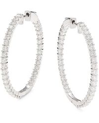 Saks Fifth Avenue - Saks Fifth Avenue 14k White Gold & 3 Tcw Lab Grown Diamond Hoop Earrings - Lyst