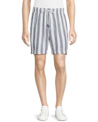 Onia - Striped Drawstring Linen Blend Shorts - Lyst