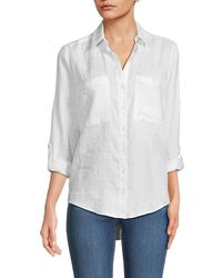 Saks Fifth Avenue - 100% Linen Roll Tab Button Down Shirt - Lyst