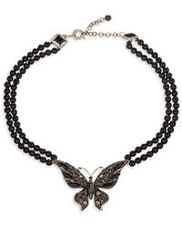 Eye Candy LA - Statement Lina Goldtone, Agate, Glass Crystal & Cubic Zirconia Butterfly Beaded Necklace - Lyst