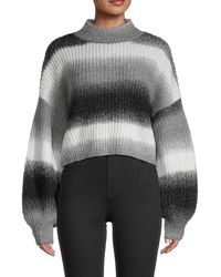 Vigoss Ombré Dropped-shoulder Cropped Sweater - Black