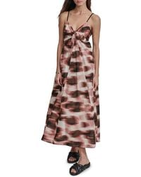 DKNY - Sleeveless Tie-Front Printed Dress - Lyst