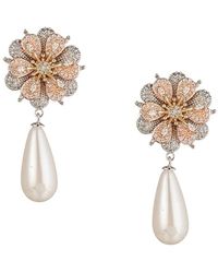 Eye Candy LA Luxe Collection 18k Goldplated, 8mm Shell Pearl & Cubic Zirconia Drop Earrings - Multicolour