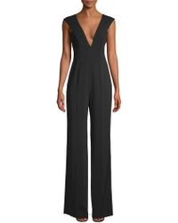 Jay Godfrey Charlotte Plunging Jumpsuit - Black