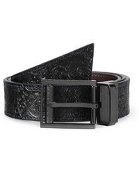 “GENE” Luxurious Soft Men’s Leather Belt Contrast Top Stitch / Robert Graham Men’s Designer Belt Metal & Leather Keeper