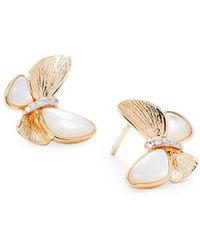 Effy - 14k Yellow Gold, Mother-of-pearl & Diamond Stud Earrings - Lyst