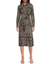 DKNY - Printed A-Line Midi-Shirtdress - Lyst