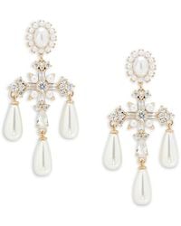 Eye Candy LA - 18k Goldplated Brass, Cubic Zirconia & Simulated Pearl Dangle Drop Earrings - Lyst