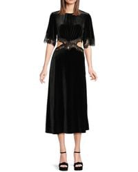 Ba&sh - Velvet Lace Cutout Midi-Dress - Lyst