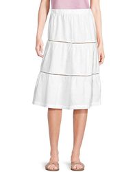 Saks Fifth Avenue - Tiered 100% Linen Knee Length Skirt - Lyst
