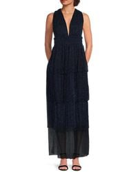 Bebe - Tiered Metallic Evening Gown - Lyst