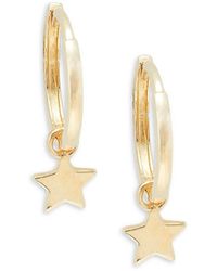 Saks Fifth Avenue Saks Fifth Avenue 14k Yellow Gold Huggie Star Dangle Hoop Earrings - Metallic