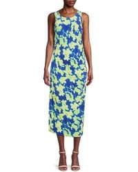 Calvin Klein - Floral Ruched Midi Dress - Lyst