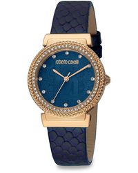Roberto Cavalli - 32mm Stainless Steel, Crystal & Leather Strap Watch - Lyst