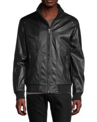 calvin klein black faux leather jacket