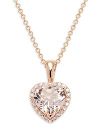 Effy 14k Rose Gold, Morganite & Diamond Pendant Necklace - Metallic