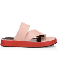 STAUD Alpine Leather Flatform Slides in Cream (Natural) | Lyst