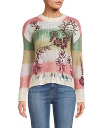 RED Valentino - Floral Stripe Mohair Blend Sweater - Lyst