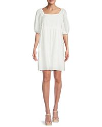 Bobeau - Cotton Puff Sleeve Mini Dress - Lyst