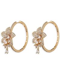 Eye Candy LA - Luxe Amelia Goldtone & Cubic Zirconia Floral Hoop Earrings - Lyst