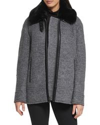 Kenneth Cole - Faux Fur Trim Jacket - Lyst