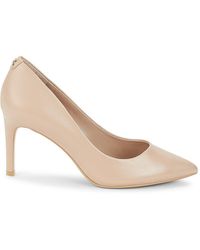 Karl Lagerfeld Glora Point-toe Leather Pumps - Natural