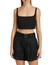 A.L.C. - A. L.C. Sky Eyelet Linen Crop Top - Lyst