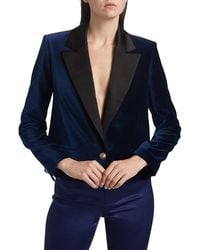 Alice + Olivia - Devyn Velvet Short Blazer - Lyst