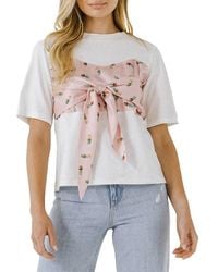 English Factory Tie-front Pineapple Top - White