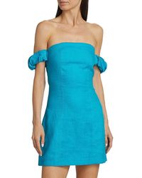 Hevron - Sari Off-The-Shoulder Linen Mini Dress - Lyst