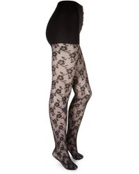 DKNY Floral Lace Tights - Black